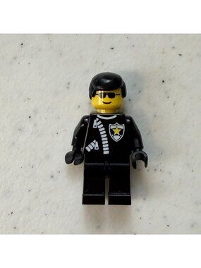 Lego Minifigure cop025 Zipper Sheriff Star Black Hair Classic Town Police VGC